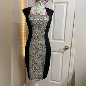 Jax Black and Cream Midi Dress